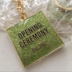Opening Ceremony green glitter key chain